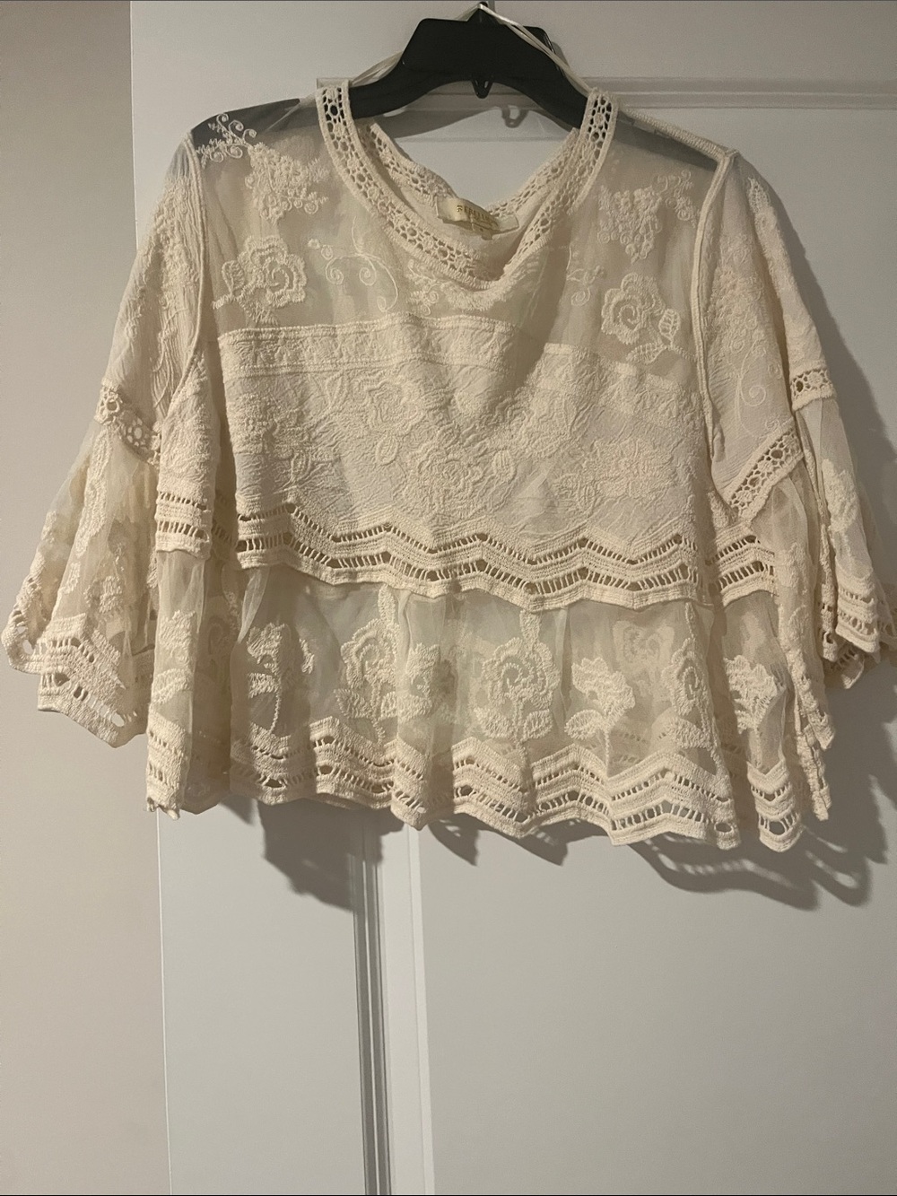 Rebellion Cream Lace Peplum Blouse